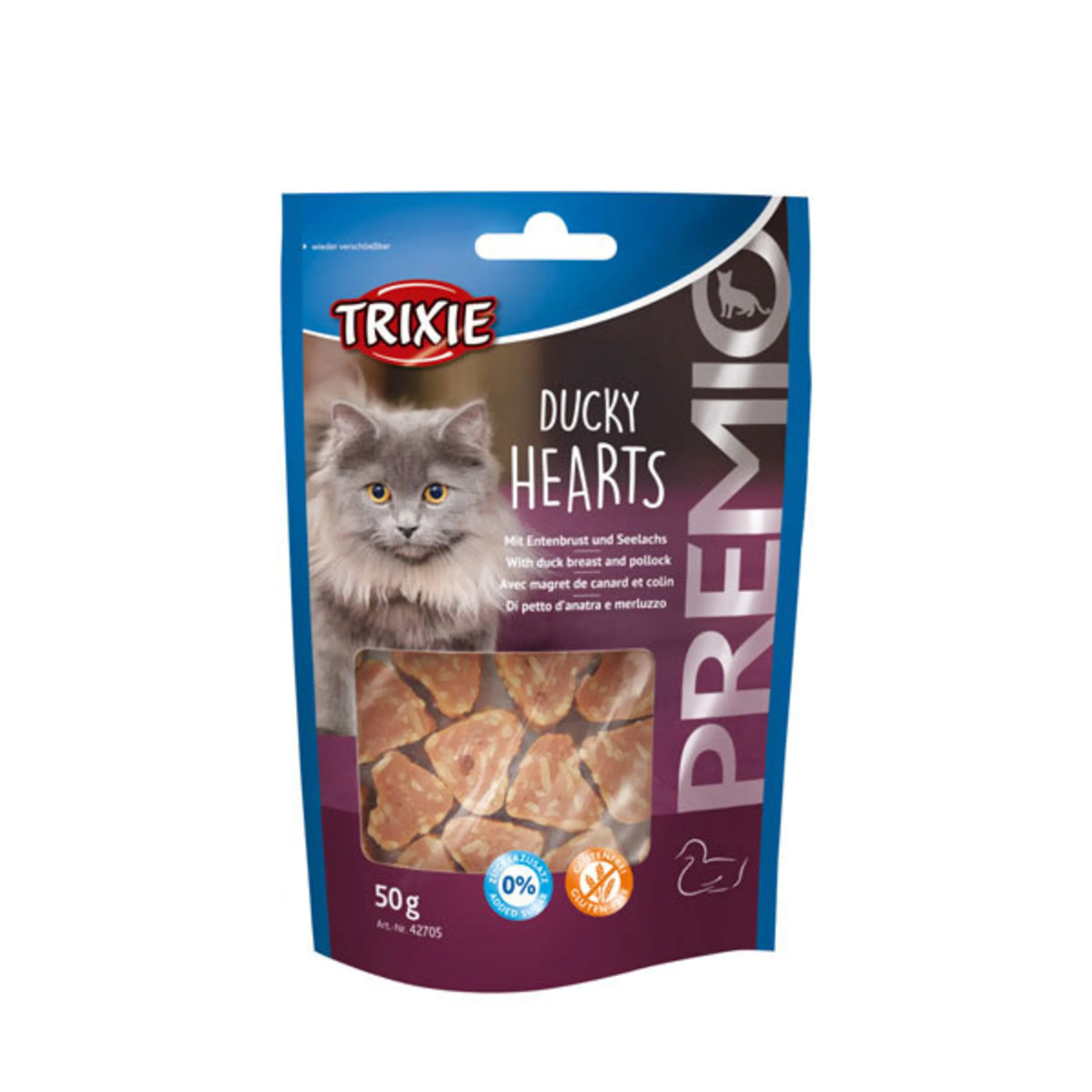تشویقی گربه قلبی شکل با طعم اردک تریکسی – PREMIO Ducky Hearts تشویقی گربه قلبی شکل با طعم اردک تریکسی – PREMIO Ducky Hearts